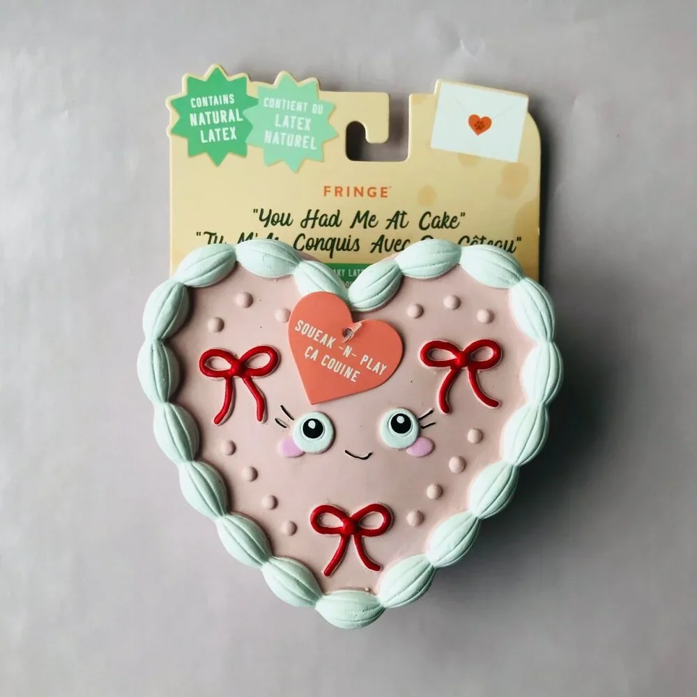 Fringe Pink Heart Squeaky Latex Dog Toy